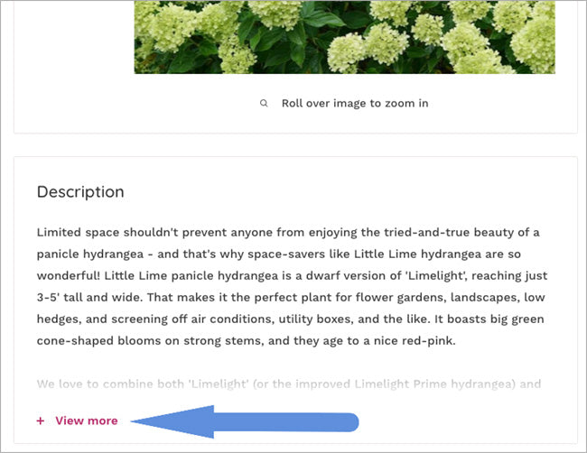 Description text with a link to View More to see the full text.